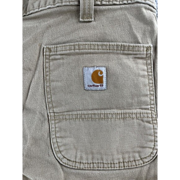 Carhartt Utility Carpenter Relaxed Fit Pants Mens 42x32 Tan Work Pockets Canvas - Picture 9 of 12
